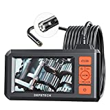 DEPSTECH Dual Lens Industrial Endoscope, 1080P Digital Borescope Inspection Camera with 7.9mm IP67 Waterproof Lens, Sewer Camera 4.3" LCD Screen, 7 LED Lights,16.5FT Semi-Rigid Cable, 32GB Card-Orange