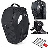 MIHUNTER Motorcycle Tail Bag,Seat Bag,Dual Use Motorcycle Waterproof Helmet Bag for Motorbike - with One Extra Motorcycle Cargo Net