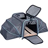 Petsfit Expandable Large Cat Carrier Small Dog Carriers, Airline Approved Soft-Sided Portable Washable Pet Travel Carrier with Two Extension for Kittens,Puppies,Rabbits