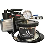 ABLAZE 2 Quart Stainless Steel Vacuum Degassing Chamber and 3 CFM Single Stage Pump Kit