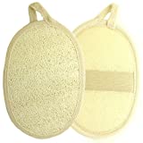 Kiloline Exfoliating Loofah Pads-2 Pack 100% Natural Luffa and Terry Cloth Materials Loofa Sponge Scrubber Brush Close Skin For Men and Women When Bath Spa and Shower