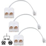 Telephone Splitter, 3-Pack RFAdapter RJ11 Male to Female Two Way Phone Line Splitter Converter Cable