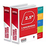 Ring Binder Depot 3, Professional Angle D Ring Binder 2.5 Inch, Presentation Folder for Standard Pages 8.5 x 11 with Pockets, Crystal Clear View White Binder (2 Pack)