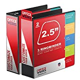 Performore 3 Ring Binder, Professional Angle D Ring Binder 2.5 Inch, Presentation Folder for Standard Pages 8.5 x 11 with Pockets, Crystal Clear View Black Binder (2 Pack)