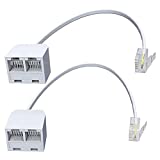 Goupchn Two Way Telephone Splitters RJ11 Male to Dual Female Cable 6P4C Telephone Wall Adaptor Separator White for Landline 2-Pack