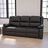 Flash Furniture Harmony Series Black LeatherSoft Sofa with Two Built-In Recliners