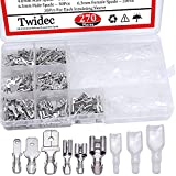 Twidec/270Pcs 2.8/4.8/6.3mm Quick Splice Male and Female Wire Spade Connector Crimp Terminal Block Assortment Kit with Insulating Sleeve for Electrical Wiring Car Audio Speaker