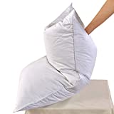 White Goose Feather Bed Pillow - 600 Thread Count Egyptian Cotton, Medium Firm,Soft Support Surround Fill Polyester Queen Size,White Solid (Queen Size:One Pillow)
