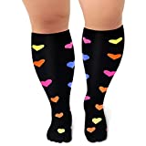 Plus Size Compression Socks 20-30 mmHg for Men and Women Wide Calf Extra Largefor Circulation Support Recovery(loving heart large 2XL)