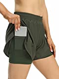 Zentrex Women's Running Shorts 2in1 Double Layer Quick Dry Athletic Workout Shorts with Pockets