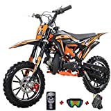 X-PRO 50cc Gas Dirt Bike Pit Bikes Youth Dirt Pitbike with Gloves, Goggle and Face Mask (Orange)