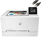 HP Color Laserjet Pro M255dw Wireless Laser Printer-Remote Mobile Print, Auto 2-Sided Printing，22 ppm, 250-Sheet，Works with Alexa, White-Bundle with Ahaghug Printer Cable.