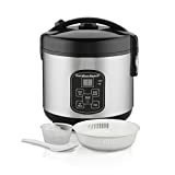 Hamilton Beach Digital Programmable Rice Cooker & Food Steamer, 8 Cups Cooked (4 Uncooked), With Steam & Rinse Basket, Stainless Steel (37518)