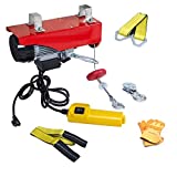 AC-DK 440 Lbs Lift Electric Cable Hoist with Crane Remote Control Power System, 110V Overhead Crane Garage Ceiling Pulley Winch, Hoist with Emergency Stop Control and Towing Strap Sling