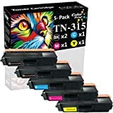 5-Pack ColorPrint Compatible TN-315 TN310 TN315 Toner Cartridge Replacement for TN315BK TN315C TN315M TN315Y HL-l8350CDW HL-4150CDN MFC-9460CDN HL-L8250CDN HL-4570CDW MFC-L8650CDW Printer (2BK C M Y)