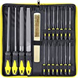 18Pcs File Set, Round and Flat File Kits are Made of Precision Grade High Carbon-Steel, 4 Flat/Half-Round/Round/Triangle Files Tool, 14 Needle Files Set for Woodwork Metal Model Hobby Applications