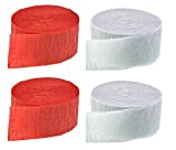 Red and White Crepe Paper Streamers (2 Rolls Each Color) MADE IN USA!