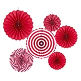 Red Paper Fans Hanging Decoration (red,white,6pc)