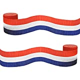 Patriotic Party Red, White, & Blue Stripe Crepe Paper Streamer Decoration, 30 Feet Long (Pack of 2)