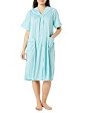 AmeriMark Snap-Front Duster Robe Housecoat Solid Color with Two Patch Pockets Aqua Splash 2X