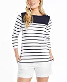 Nautica Women's Boatneck 3/4 Sleeve 100% Cotton Shirt, Indigo, XX-Large