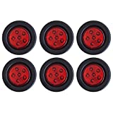 2.5/2-1/2" Round 6 LED Red/Amber Light Truck Trailer Side Marker Clearance Grommet Pigtail Plug Kit (6x, Red)