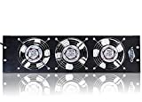 GRIFFIN Rackmount Cooling Fan | 3U Ultra-Quiet Triple Exhaust Fans, Keep Studio Audio Equipment Gear Cool | Rack Mount on Network IT System Server Rails | DJ PA AMP Temperature Control Panel Cabinet