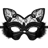 Acekar Venetian Masquerade Mask Luxury Black Cat Lace Mask for Fancy Dress Christmas Halloween Costume Party Girls Women (Black Cat Mask)