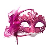 Storm buy ] Lady/Women/Girls Costume Venetian Mask Feather Masquerade Mask Halloween Mardi Gras Cosplay Party Ball Prom Masque (Hot Pink)