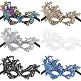 JOVITEC Multicolored Masquerade Masks Lace Masks Venetian Masks Halloween Mari Grass Party Mask (6 Pieces)