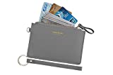 Women Slim RFID Card Case Holder Wristlet Zip ID Case Wallet Small Leather Wallet Coin Purse with Keychain (Gray)