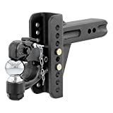 CURT 45908 Adjustable Pintle Hitch Combination, 2-1/2-Inch Receiver, 6-Inch Drop, 2-5/16-Inch Ball, 20,000 lbs, CARBIDE BLACK POWDER COAT