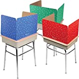 Large Privacy Shields for Student Desks – Set of 12 - Matte - Study Carrel Reduces Distractions - Keep Eyes from Wandering During Tests, Red, Blue & Green School Supplies Pattern