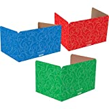 Really Good Stuff Standard Privacy Shields for Student Desks – Set of 12 - 3 Group Colors -Matte - Study Carrel Reduces Distractions - Keep Eyes From Wandering During Tests , Red, Blue & Green With Stars & Swirls Pattern