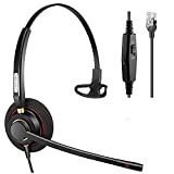 Arama Phone Headset RJ9 with Noise Cancelling Mic Compatible with Polycom VVX311 VVX410 VVX411 VVX500 Mitel 5320e Avaya 1408 1416 5410 ShoreTel 230 420 480 NEC Landline Phones (A800S-Monaural)