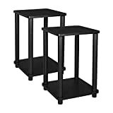 VASAGLE 2-Tier End Table, Set of 2, Nightstand, Side Table with Storage Shelf, Stable, for Living Room, Bedroom, Office, 13.4 x 13.4 x 19.7 Inches, Black ULET181B01