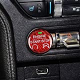 AIRSPEED for Ford Mustang Carbon Fiber Car Engine Start Stop Button Sticker Interior Trim (Red)