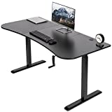 VIVO Height Adjustable 63 x 32 inch Stand Up Desk, Crank System, Workstation with Black Table Top, Black Frame, DESK-KIT-1M1B