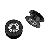 E-outstanding 2pcs Black 20T 20Teeth 5mm Inner Bore Idler Timing Pulley with Bearing 2GT Aluminium Alloy H Type GT2 Synchronous Wheel Without Teeth for 6mm Width Belt 3D Printer CNC Mechanical Drive