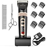 ONEISALL Dog Clippers Professional, 3-Speed Quiet Rechargeable Cordless Pet Grooming Hair Clippers Set for Small and Large Dogs Cats-Black