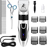 Bonve Pet Dog Clippers, Dog Grooming Kit Quiet Electric Pet Clippers Cordless Rechargeable Professional Dog Hair Clippers for Thick Coats Dogs Cats Pets