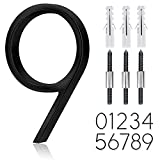 5" Stainless Steel Floating House Number, Metal Modern House Numbers, Garden Door Mailbox Decor Number with Nail Kit, Coated Black, 911 Visibility Signage (9) ro (6)