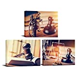 Canvbay Legal Pictures Canvas Wall Art Lawyer Office Decor Judge Gavel Poster Print Scales Justice Legal Hammer Painting for Law Firm Lawyer Office Decor Vintage Rustic Artwork Ready to Hang 12x16inchx3pcs