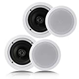 Pyle Pair 6.5 Flush Mount In-wall In-ceiling 2-Way Home Speaker System Spring Loaded Quick Connections Dual Polypropylene Cone Polymer Tweeter Stereo Sound 200 Watts (PDIC1661RD) White