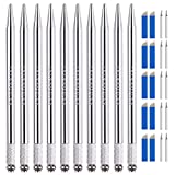 Microblading Pens Silver 10 Piece Light Manual Tattoo Eyebrow Pens For Permanent Makeup Supplies | Durable Aluminum Pen With Lock-Pin Tech & Ergonomic (Gift：10 round needles+10 Oblique needle)