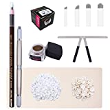 Microblading Kit-BIOMASER Permanent Makeup Tattoo Eyebrow Microblading Manual Pen Set with Blades Eyebrow Ruler Practice Skin Ring Cup Microblading Supplies Pigments for Eyebrows