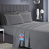 Infinitee Xclusives 1800 TC Series Queen Sheet Set - 4 Piece Bed Sheets - Soft Brushed Microfiber Fabric - 16 Inches Deep Pockets Sheets Wrinkle Free & Fade Resistant (Grey, Queen)