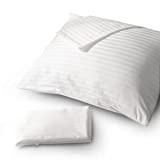 FeelAtHome 100% Cotton Pillow Protector with Zipper Waterproof Covers-20 x 26 Inches (Pack of 4, Standard) - Noiseless Pillowcase Encasement - Zippered Pillow Case Protectors