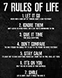 7 Rules of Life Motivational Poster - Printed on Premium Cardstock Paper - Sized 11 x 14 Inch - Perfect Print For Bedroom or Home Office