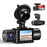 iiwey Dash Cam Front Rear and Inside 1080P Three Channels with IR Night Vision Car Camera SD Card Included Dashboard Camera Dashcam for Cars HDR Motion Detection and G-Sensor for Car, Taxi, Uber